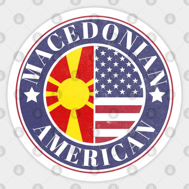 Proud Macedonian-American Badge - Macedonia Flag Sticker by Yesteeyear
